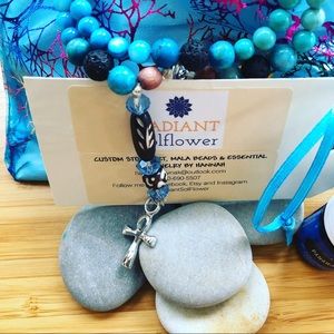 Bali Turquoise & Natural Shell Mala Oil Bracelet